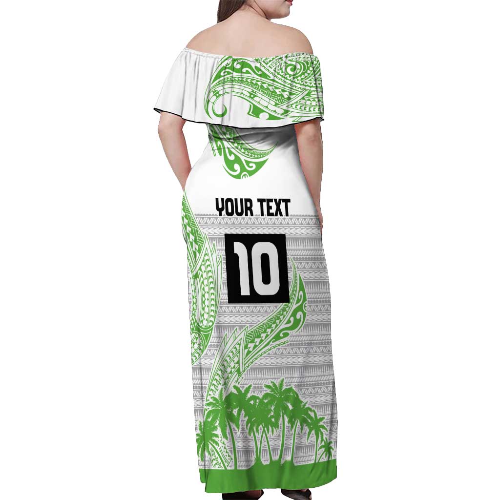 Cook Islands Marathon 2025-Pursuit in Paradise Off Shoulder Maxi Dress Green Color
