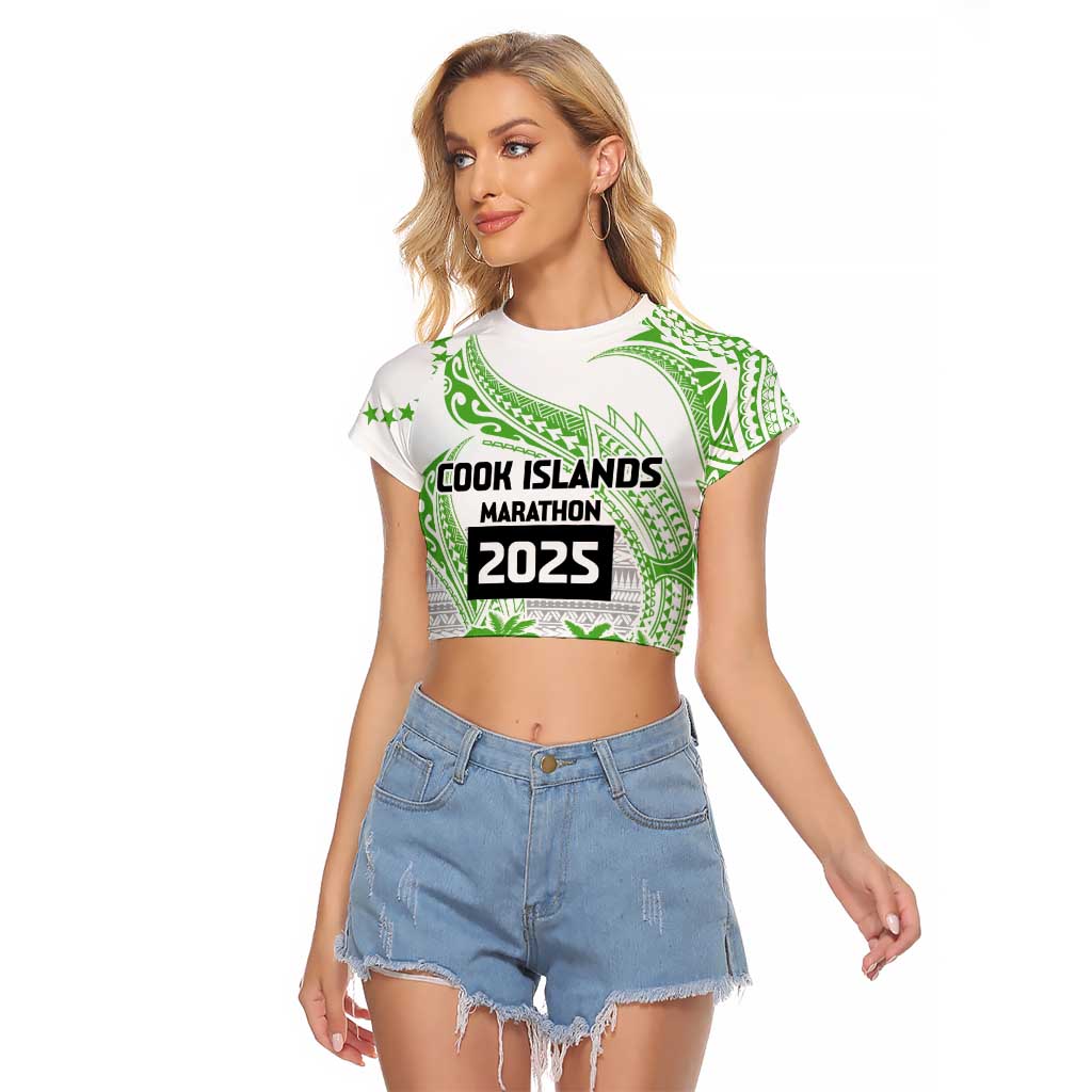 Cook Islands Marathon 2025-Pursuit in Paradise Raglan Cropped T Shirt Green Color LT03 Female Green - Polynesian Pride
