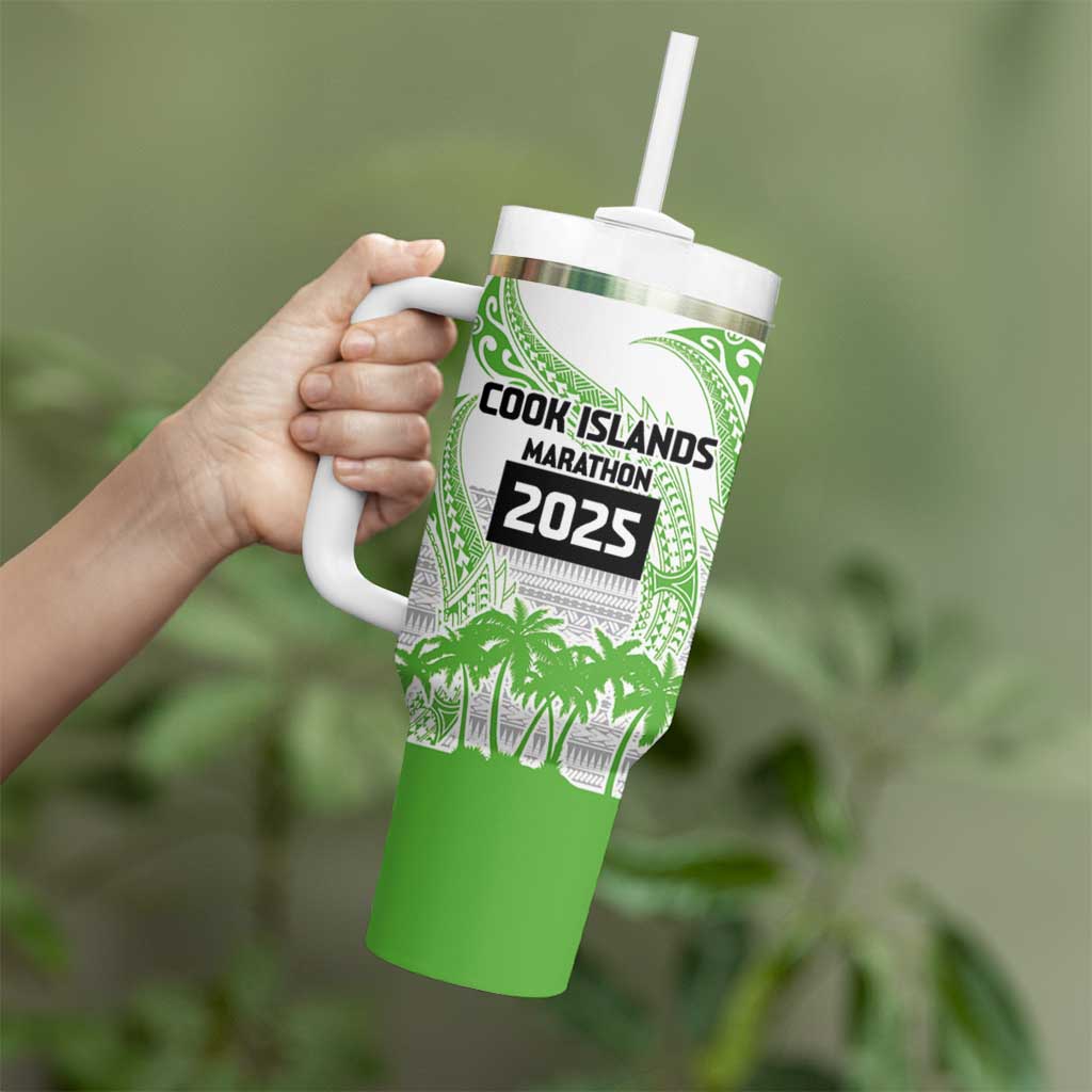 Cook Islands Marathon 2025-Pursuit in Paradise Tumbler With Handle Green Color