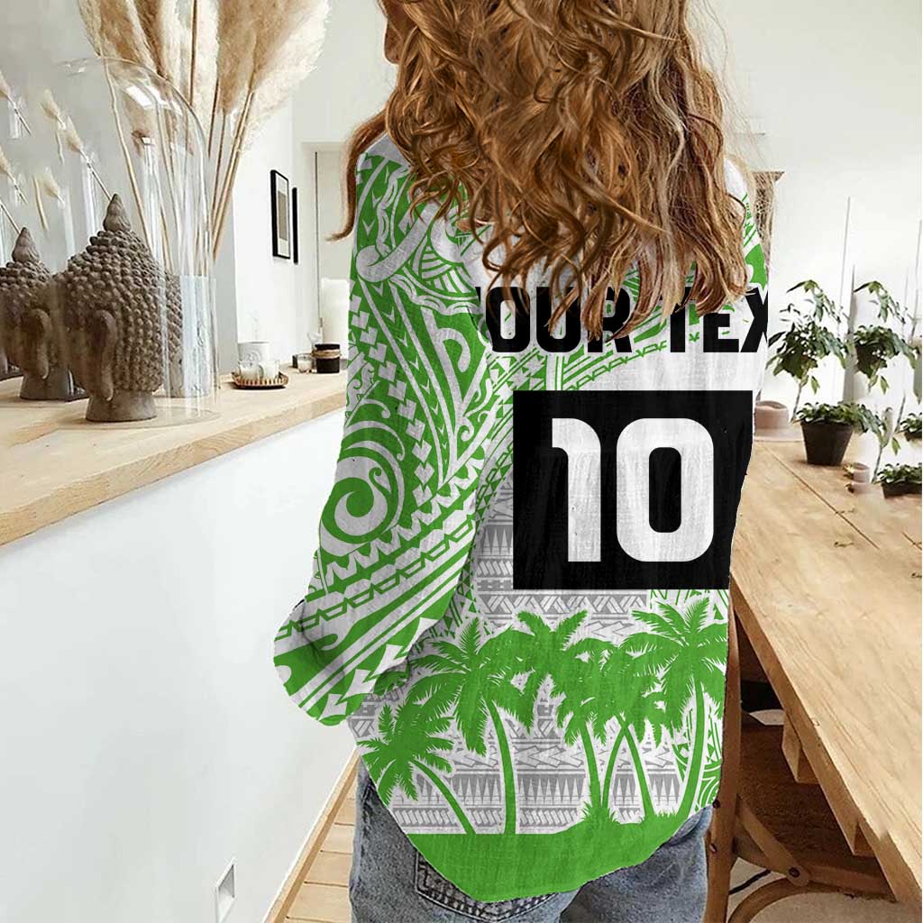 Cook Islands Marathon 2025-Pursuit in Paradise Women Casual Shirt Green Color