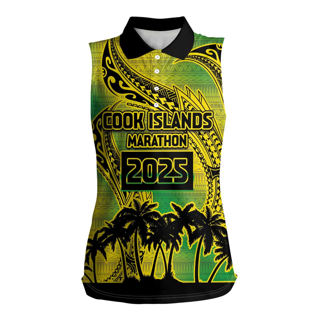 Cook Islands Marathon 2025-Pursuit in Paradise Women Sleeveless Polo Shirt Special Edition LT03 Female Yellow-Green - Polynesian Pride