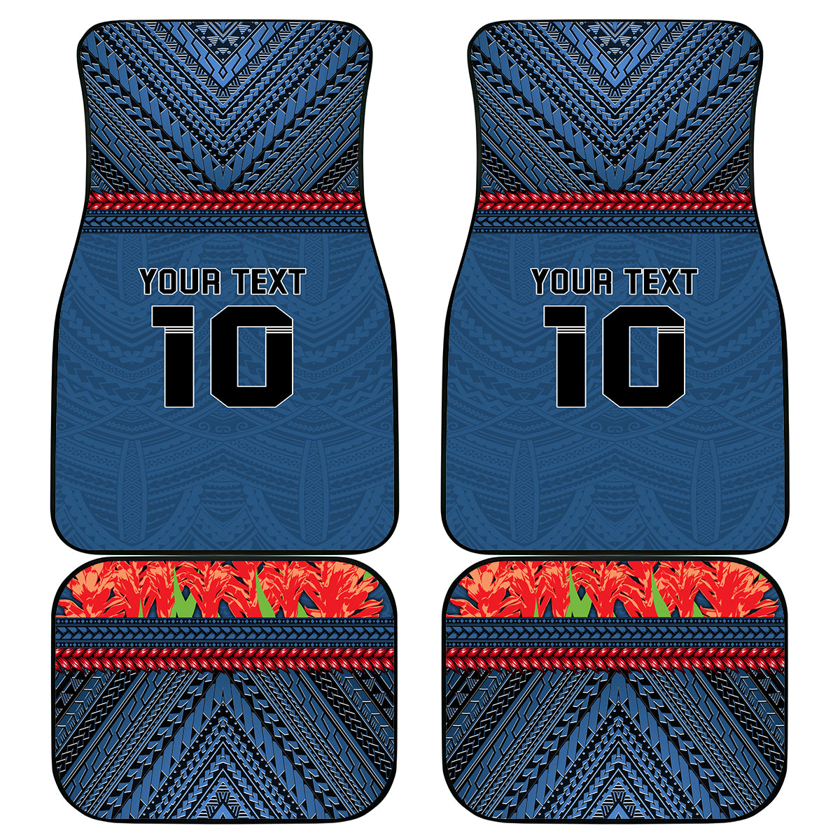 Custom Toa Samoa Rugby Car Mats Samoan Warrior Ula Fala Tribal Pattern