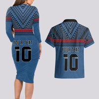 Custom Toa Samoa Rugby Couples Matching Long Sleeve Bodycon Dress and Hawaiian Shirt Samoan Warrior Ula Fala Tribal Pattern LT03