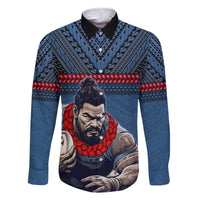 Custom Toa Samoa Rugby Family Matching Long Sleeve Bodycon Dress and Hawaiian Shirt Samoan Warrior Ula Fala Tribal Pattern LT03