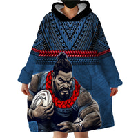 Custom Toa Samoa Rugby Wearable Blanket Hoodie Samoan Warrior Ula Fala Tribal Pattern LT03