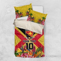 Custom Papua New Guinea Rugby Bedding Set Bird of Paradise and Hibiscus Polynesian Pattern Yellow Color LT03 US Twin 172cm x 218cm Yellow - Polynesian Pride