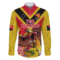 Custom Papua New Guinea Rugby Family Matching Long Sleeve Bodycon Dress and Hawaiian Shirt Bird of Paradise and Hibiscus Polynesian Pattern Yellow Color LT03