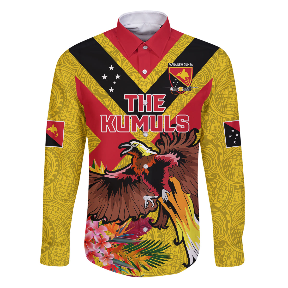 Custom Papua New Guinea Rugby Family Matching Puletasi and Hawaiian Shirt Bird of Paradise and Hibiscus Polynesian Pattern Yellow Color LT03