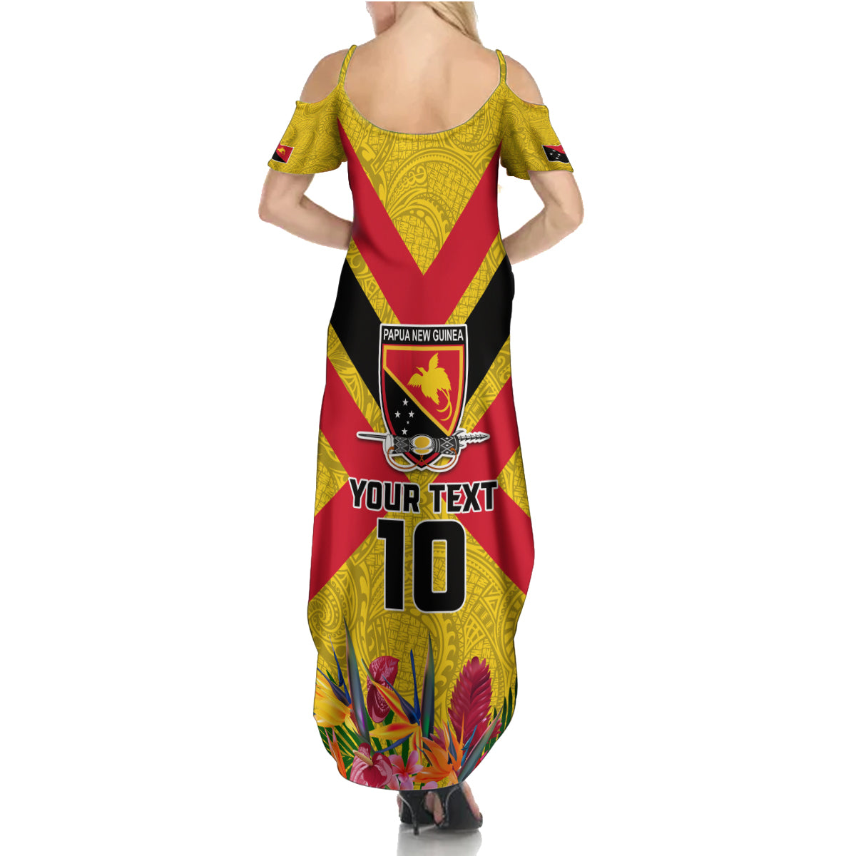 Custom Papua New Guinea Rugby Summer Maxi Dress Bird of Paradise and Hibiscus Polynesian Pattern Yellow Color LT03