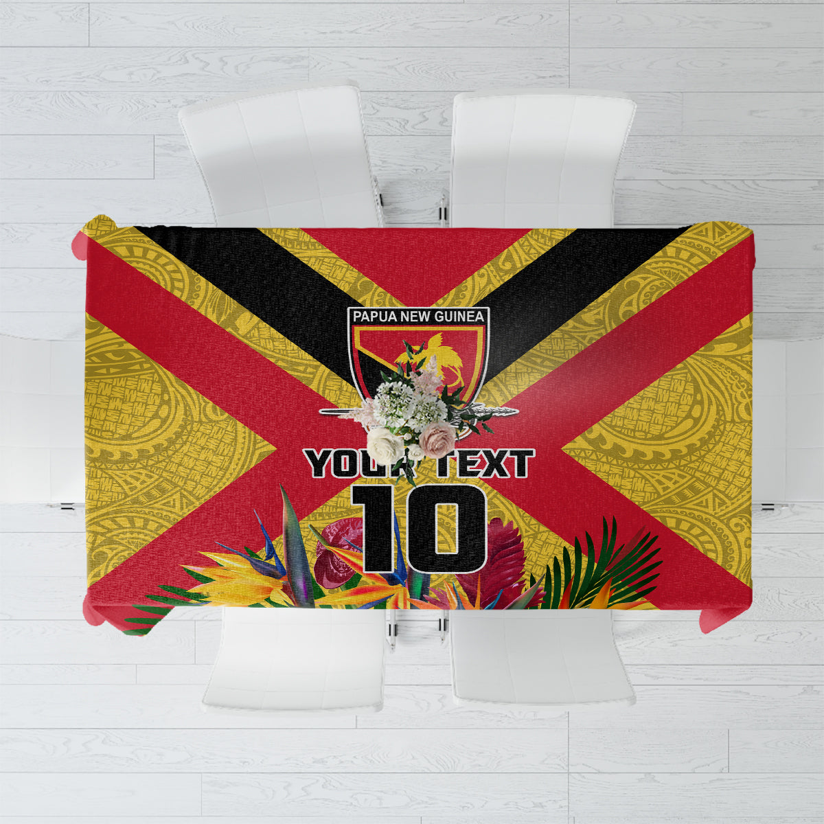 Custom Papua New Guinea Rugby Tablecloth Bird of Paradise and Hibiscus Polynesian Pattern Yellow Color LT03 Yellow - Polynesian Pride