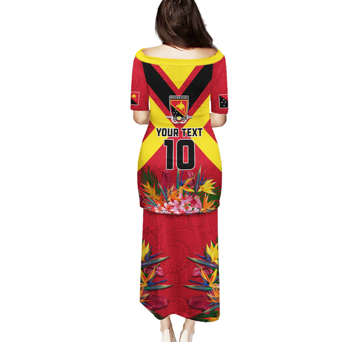 Custom Papua New Guinea Rugby Family Matching Puletasi and Hawaiian Shirt Bird of Paradise and Hibiscus Polynesian Pattern Red Color LT03