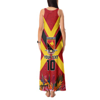 Custom Papua New Guinea Rugby Tank Maxi Dress Bird of Paradise and Hibiscus Polynesian Pattern Red Color LT03