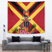 Custom Papua New Guinea Rugby Tapestry Bird of Paradise and Hibiscus Polynesian Pattern Red Color LT03 Red - Polynesian Pride