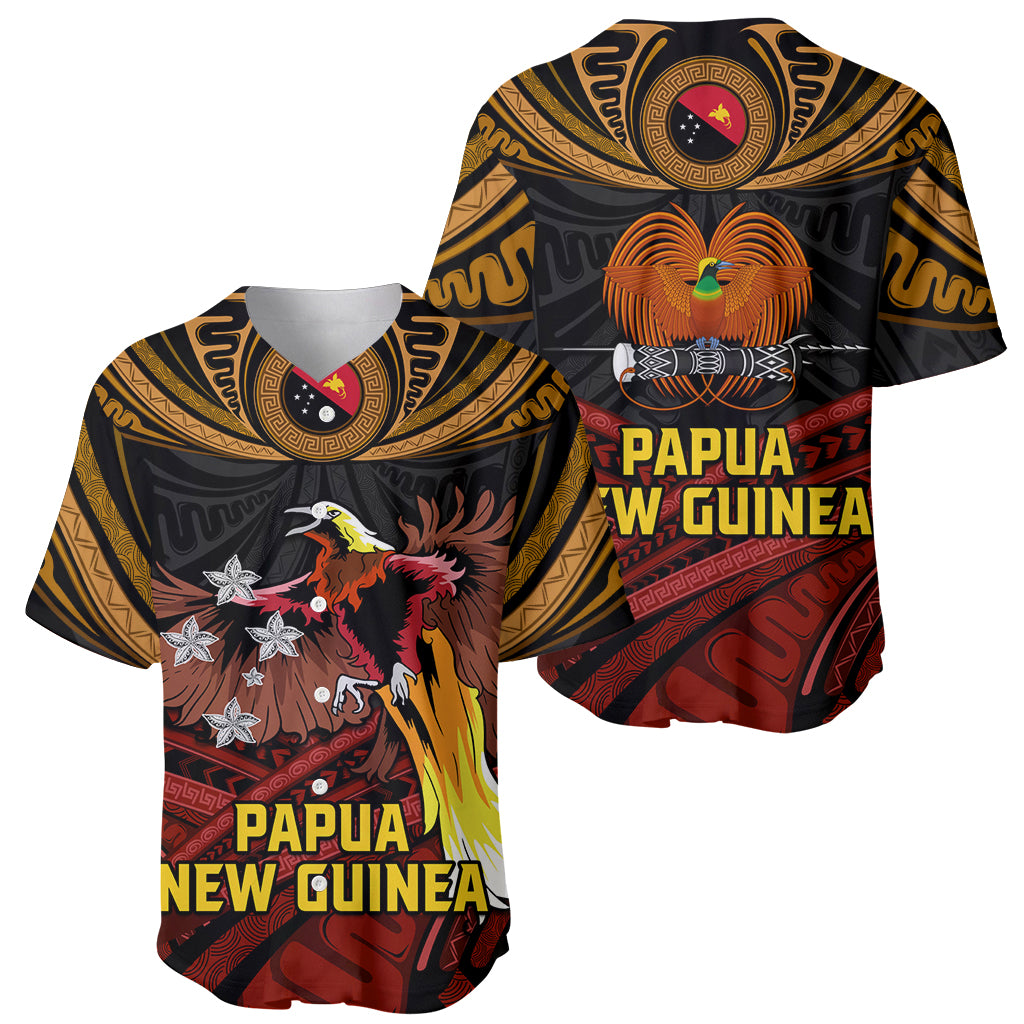 Papua New Guinea Bird-of-Paradise Baseball Jersey Coat of Arms and Tribal Patterns LT03 - Polynesian Pride