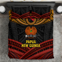 Papua New Guinea Bird-of-Paradise Bedding Set Coat of Arms and Tribal Patterns LT03 Black - Polynesian Pride