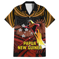 Papua New Guinea Bird-of-Paradise Family Matching Long Sleeve Bodycon Dress and Hawaiian Shirt Coat of Arms and Tribal Patterns LT03 Dad's Shirt - Short Sleeve Black - Polynesian Pride