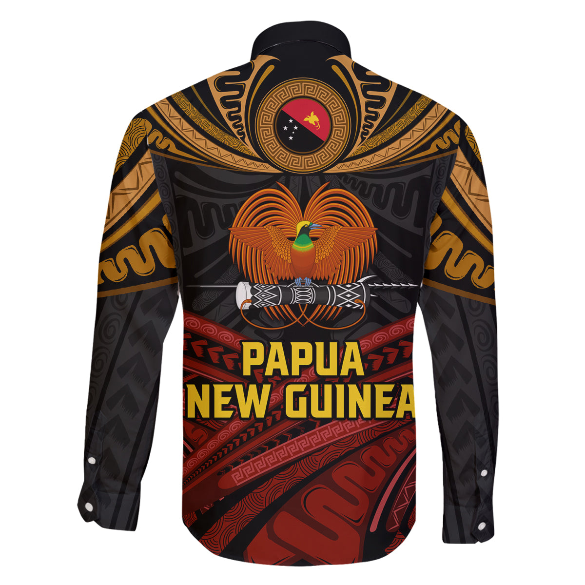 Papua New Guinea Bird-of-Paradise Family Matching Mermaid Dress and Hawaiian Shirt Coat of Arms and Tribal Patterns LT03 - Polynesian Pride