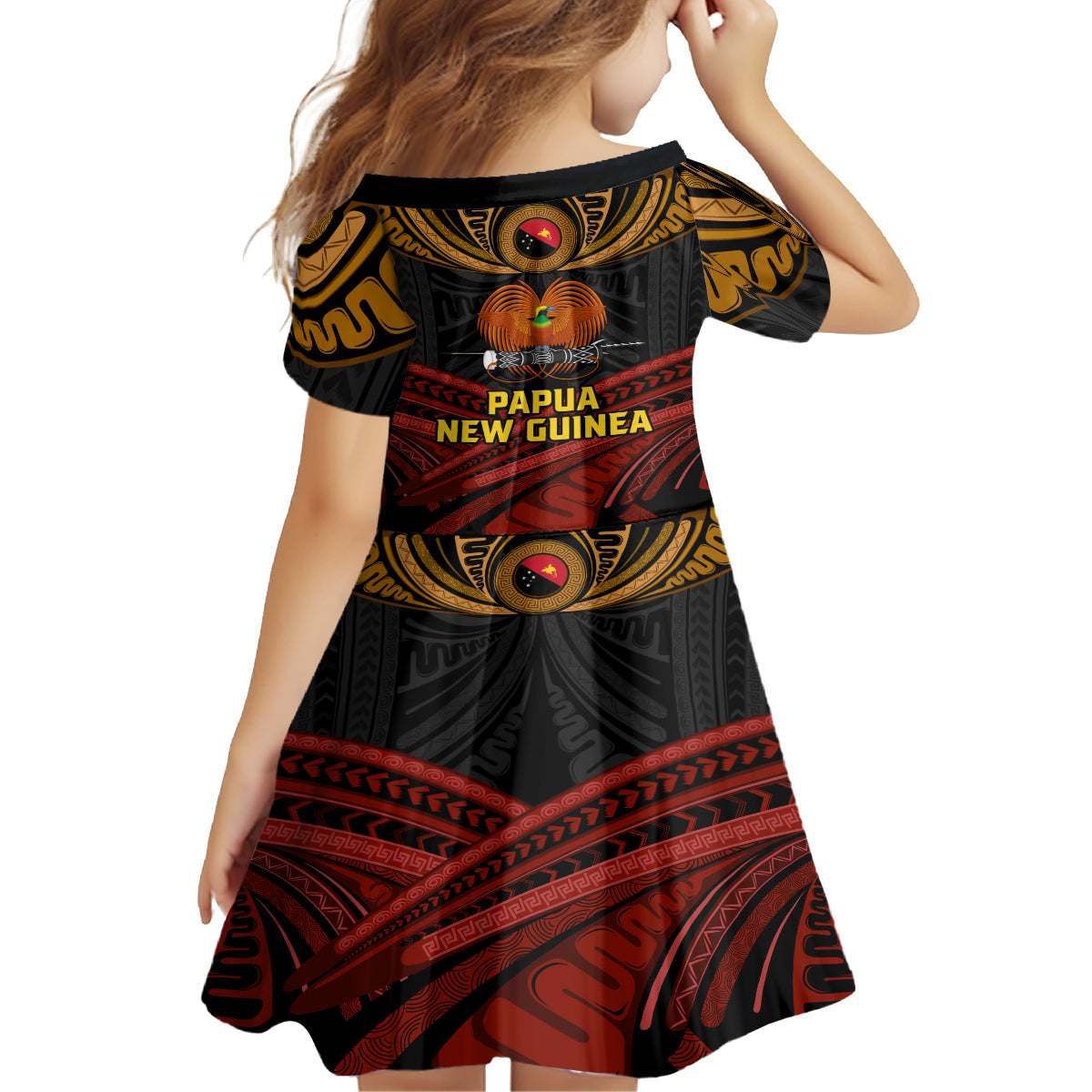 Papua New Guinea Bird-of-Paradise Family Matching Summer Maxi Dress and Hawaiian Shirt Coat of Arms and Tribal Patterns LT03 - Polynesian Pride
