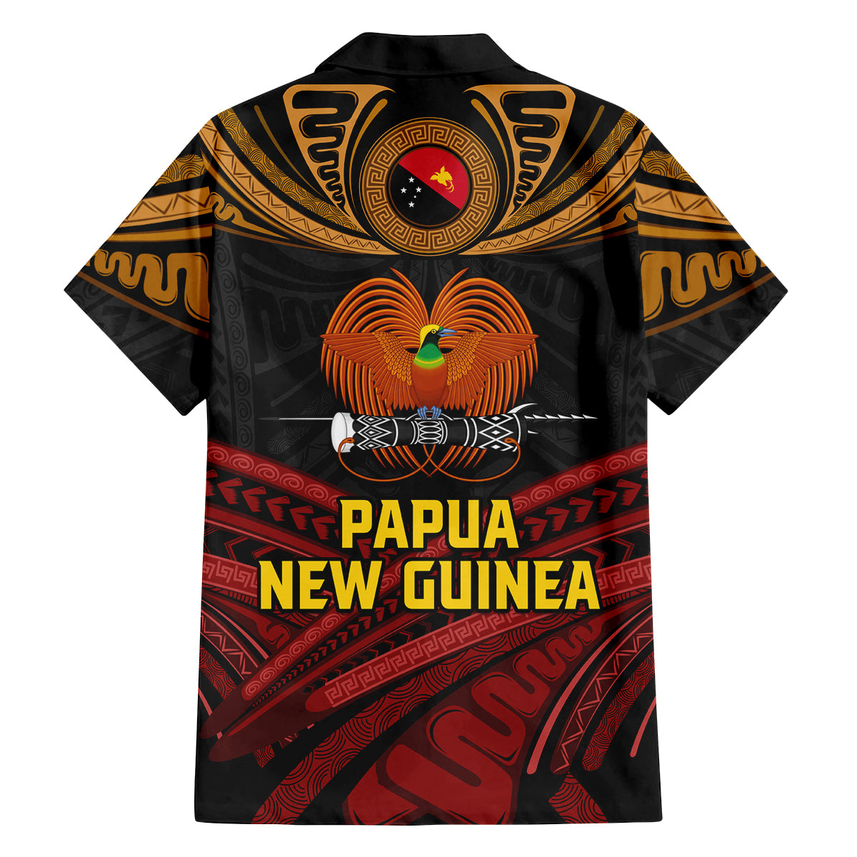 Papua New Guinea Bird-of-Paradise Family Matching Tank Maxi Dress and Hawaiian Shirt Coat of Arms and Tribal Patterns LT03 - Polynesian Pride