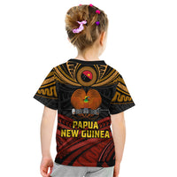 Papua New Guinea Bird-of-Paradise Kid T Shirt Coat of Arms and Tribal Patterns LT03 - Polynesian Pride