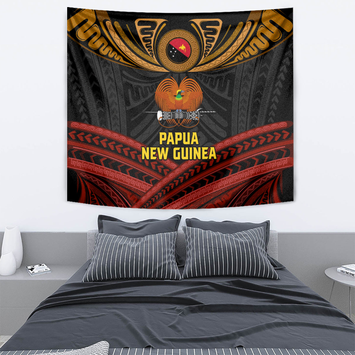Papua New Guinea Bird-of-Paradise Tapestry Coat of Arms and Tribal Patterns