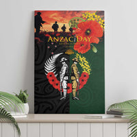 New Zealand and Australia ANZAC Day Canvas Wall Art Lest We Forget Indigenous and Maori Pattern