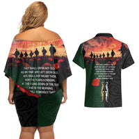 New Zealand and Australia ANZAC Day Couples Matching Off Shoulder Short Dress and Hawaiian Shirt Lest We Forget Indigenous and Maori Pattern LT03 - Polynesian Pride