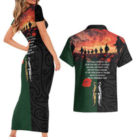 New Zealand and Australia ANZAC Day Couples Matching Short Sleeve Bodycon Dress and Hawaiian Shirt Lest We Forget Indigenous and Maori Pattern