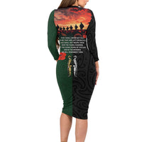 New Zealand and Australia ANZAC Day Family Matching Long Sleeve Bodycon Dress and Hawaiian Shirt Lest We Forget Indigenous and Maori Pattern