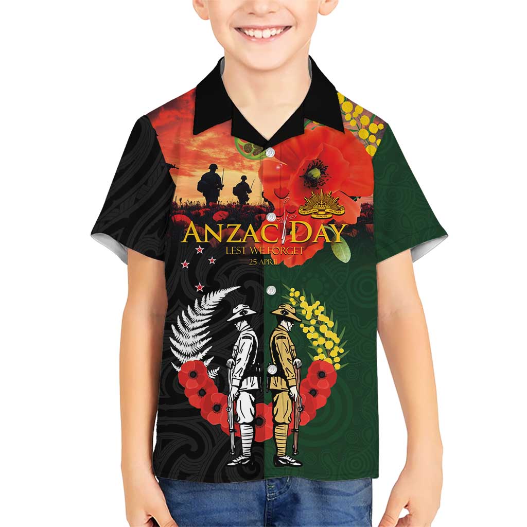 New Zealand and Australia ANZAC Day Family Matching Mermaid Dress and Hawaiian Shirt Lest We Forget Indigenous and Maori Pattern