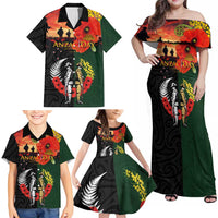 New Zealand and Australia ANZAC Day Family Matching Off Shoulder Maxi Dress and Hawaiian Shirt Lest We Forget Indigenous and Maori Pattern