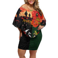 New Zealand and Australia ANZAC Day Family Matching Off Shoulder Short Dress and Hawaiian Shirt Lest We Forget Indigenous and Maori Pattern