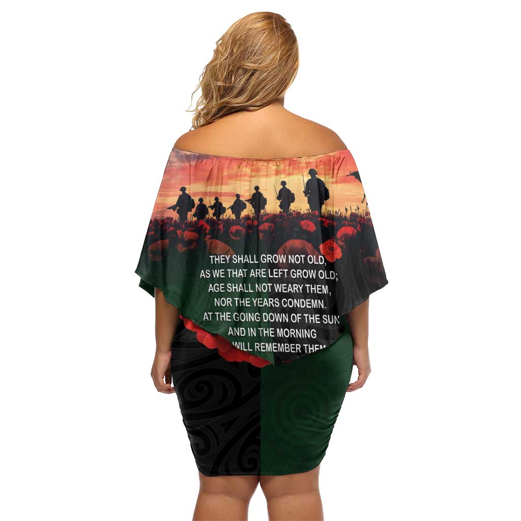 New Zealand and Australia ANZAC Day Family Matching Off Shoulder Short Dress and Hawaiian Shirt Lest We Forget Indigenous and Maori Pattern