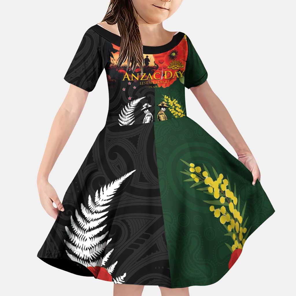 New Zealand and Australia ANZAC Day Family Matching Puletasi and Hawaiian Shirt Lest We Forget Indigenous and Maori Pattern