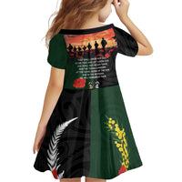 New Zealand and Australia ANZAC Day Family Matching Short Sleeve Bodycon Dress and Hawaiian Shirt Lest We Forget Indigenous and Maori Pattern