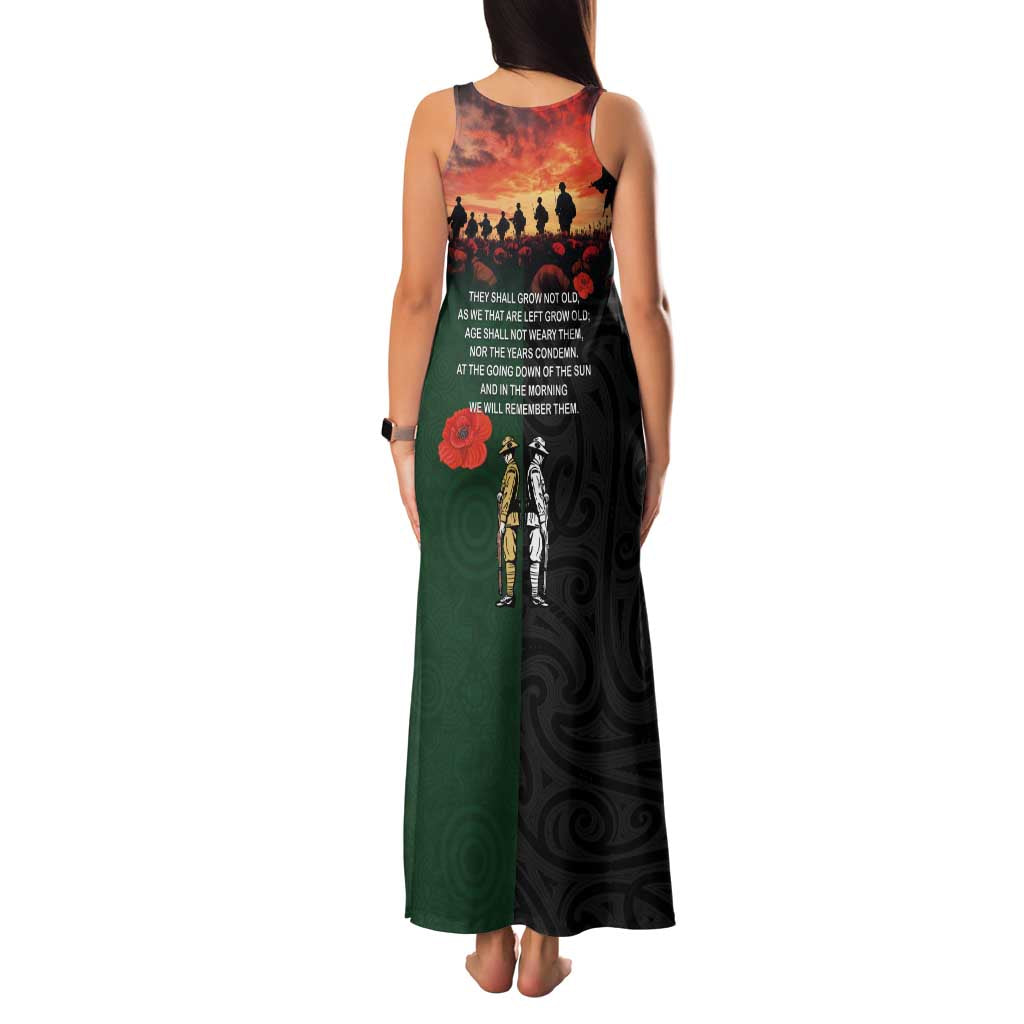 New Zealand and Australia ANZAC Day Family Matching Tank Maxi Dress and Hawaiian Shirt Lest We Forget Indigenous and Maori Pattern