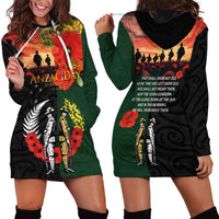 New Zealand and Australia ANZAC Day Hoodie Dress Lest We Forget Indigenous and Maori Pattern