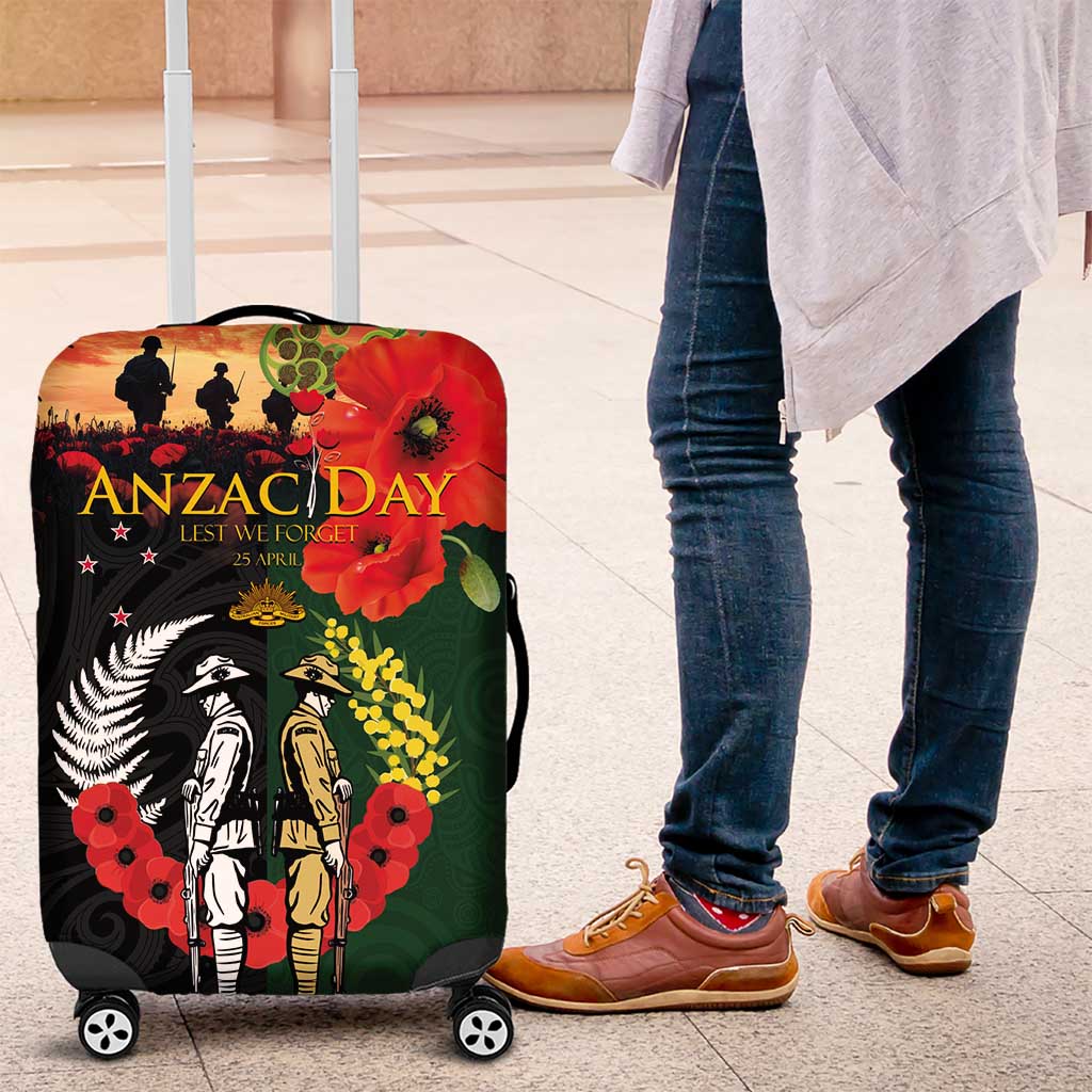 New Zealand and Australia ANZAC Day Luggage Cover Lest We Forget Indigenous and Maori Pattern LT03 Multicolor - Polynesian Pride