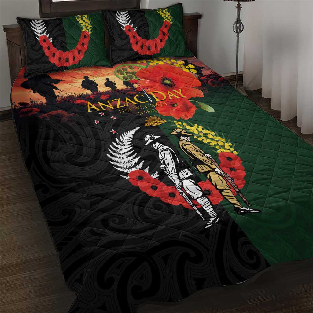 New Zealand and Australia ANZAC Day Quilt Bed Set Lest We Forget Indigenous and Maori Pattern