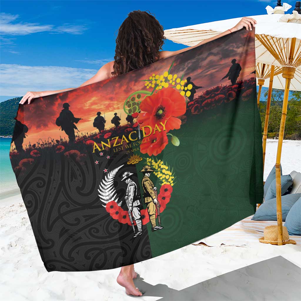 New Zealand and Australia ANZAC Day Sarong Lest We Forget Indigenous and Maori Pattern LT03 One Size 44 x 66 inches Multicolor - Polynesian Pride
