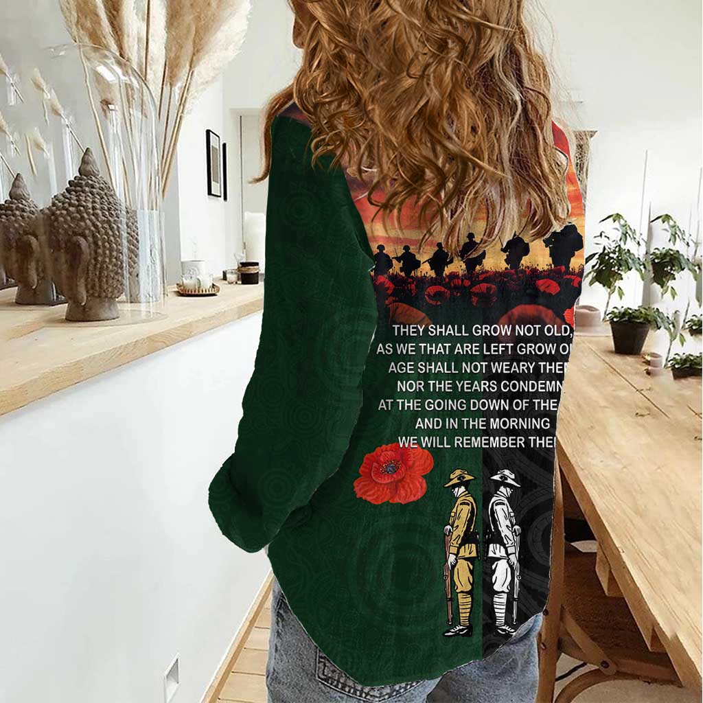 New Zealand and Australia ANZAC Day Women Casual Shirt Lest We Forget Indigenous and Maori Pattern LT03 - Polynesian Pride