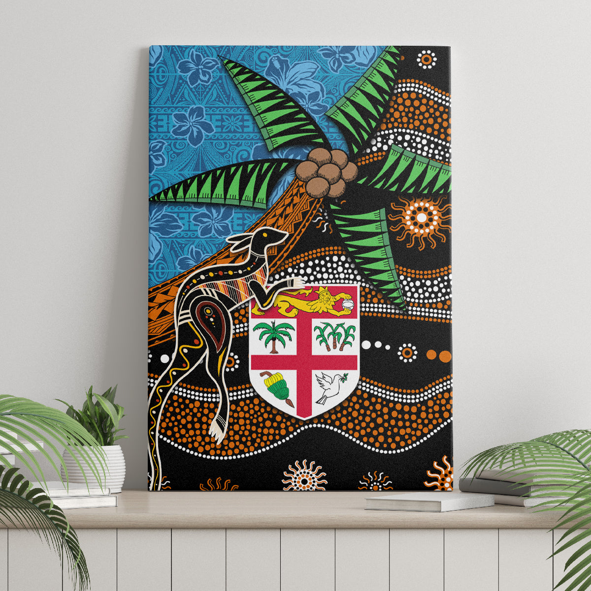 Fiji and Australia Canvas Wall Art Fijian and Aboriginal mix Culture