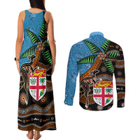 Fiji and Australia Couples Matching Tank Maxi Dress and Long Sleeve Button Shirt Fijian and Aboriginal mix Culture