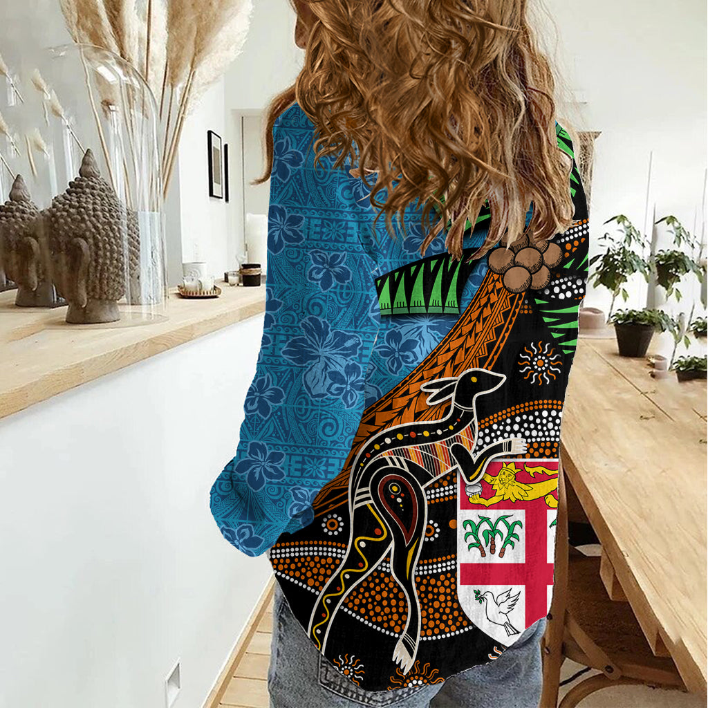 Fiji and Australia Women Casual Shirt Fijian and Aboriginal mix Culture