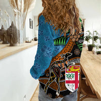 Fiji and Australia Women Casual Shirt Fijian and Aboriginal mix Culture
