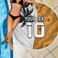 Custom Fiji and Australia Rugby Beach Blanket Tapa Mix Aboriginal Pattern Half Style