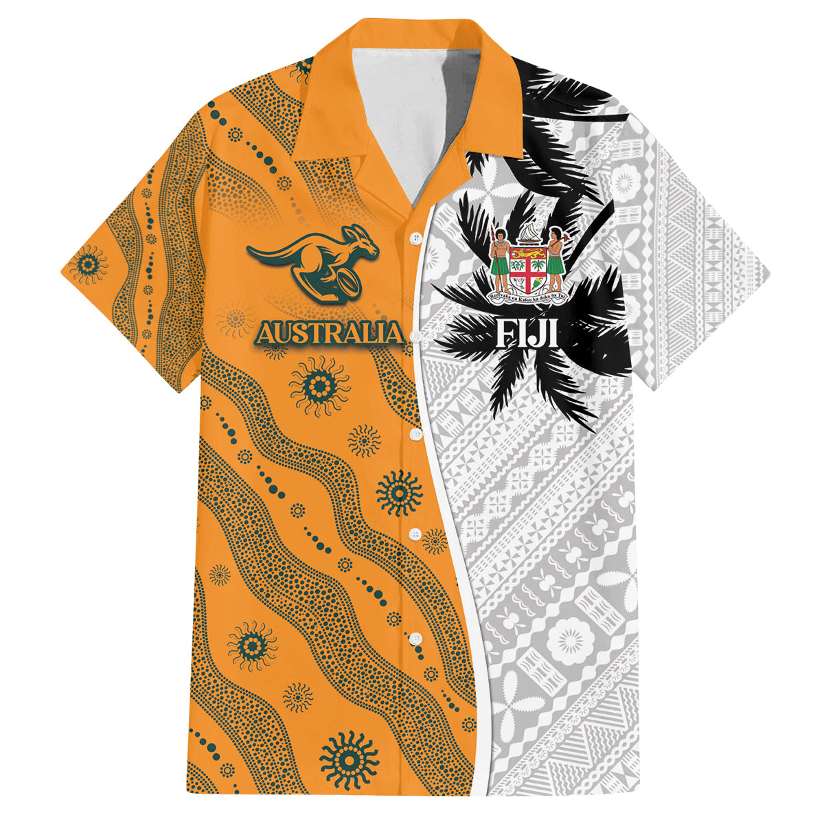 Custom Fiji and Australia Rugby Family Matching Tank Maxi Dress and Hawaiian Shirt Tapa Mix Aboriginal Pattern Half Style
