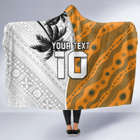 Custom Fiji and Australia Rugby Hooded Blanket Tapa Mix Aboriginal Pattern Half Style
