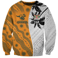 Custom Fiji and Australia Rugby Sweatshirt Tapa Mix Aboriginal Pattern Half Style