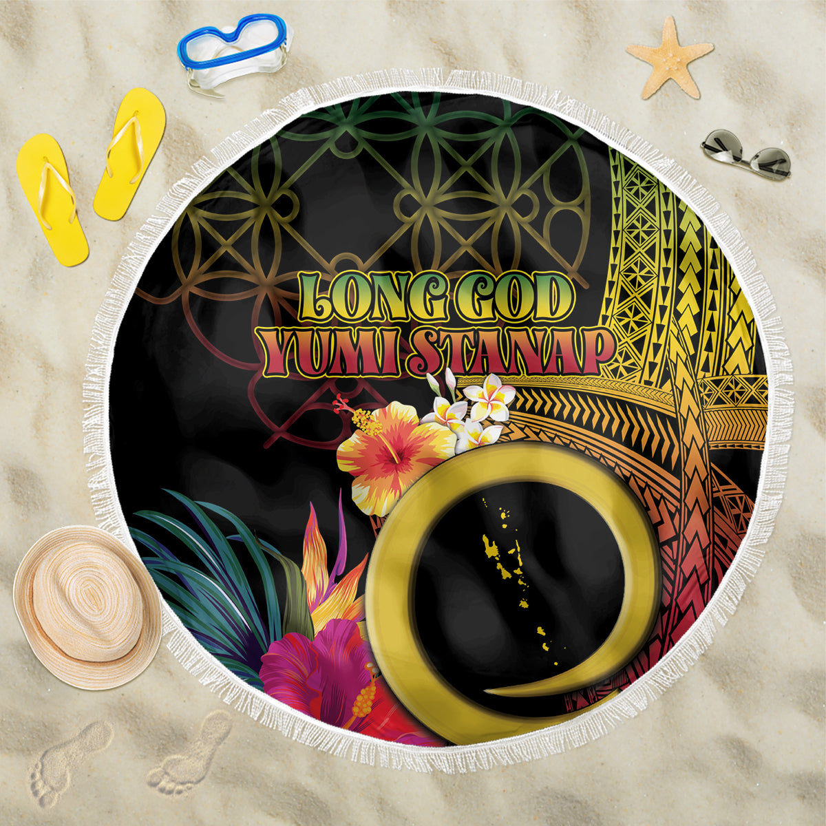 Vanuatu Independence Day Beach Blanket Sand Drawing Melanesian Vibes